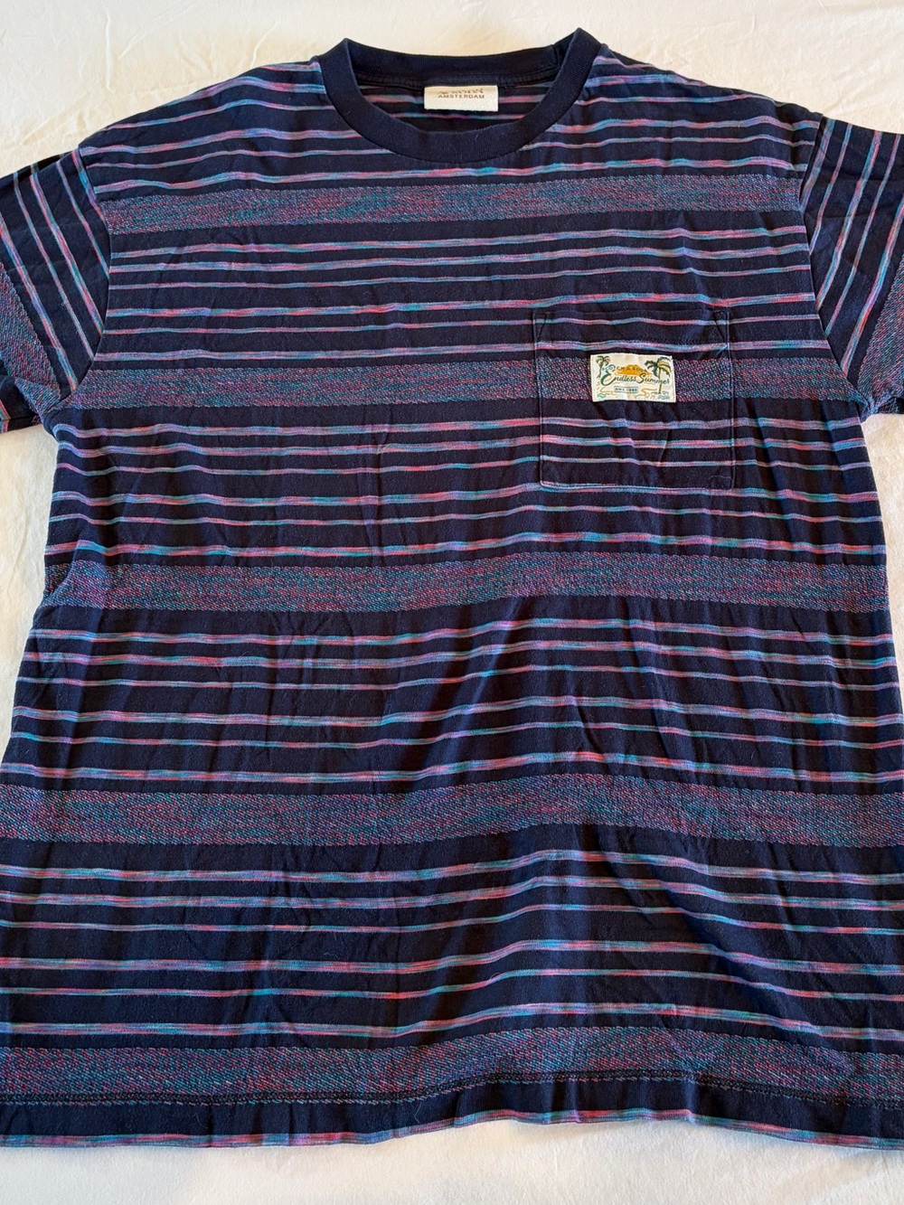Scotch & Soda Navy Striped Short Sleeve Tee with Purple & Blue Accents
